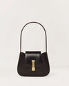Kassandre Colonne mini hobo bag in black cow leather, column-like volume, front view