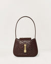 Kassandre Colonne mini hobo bag in brown python-effect leather, column volume, front view